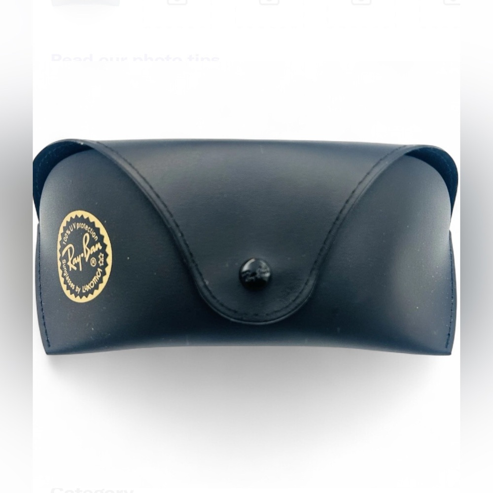 Ray Ban Black Leather Sunglass Case Embossed Logo Black Felt Interior Case Only